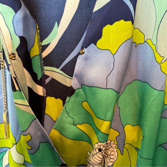 Marciano Wrap Dress Print Chain Rivets Rings Tie Belt Sexy Draped Lightweight M - Picture 12 of 16